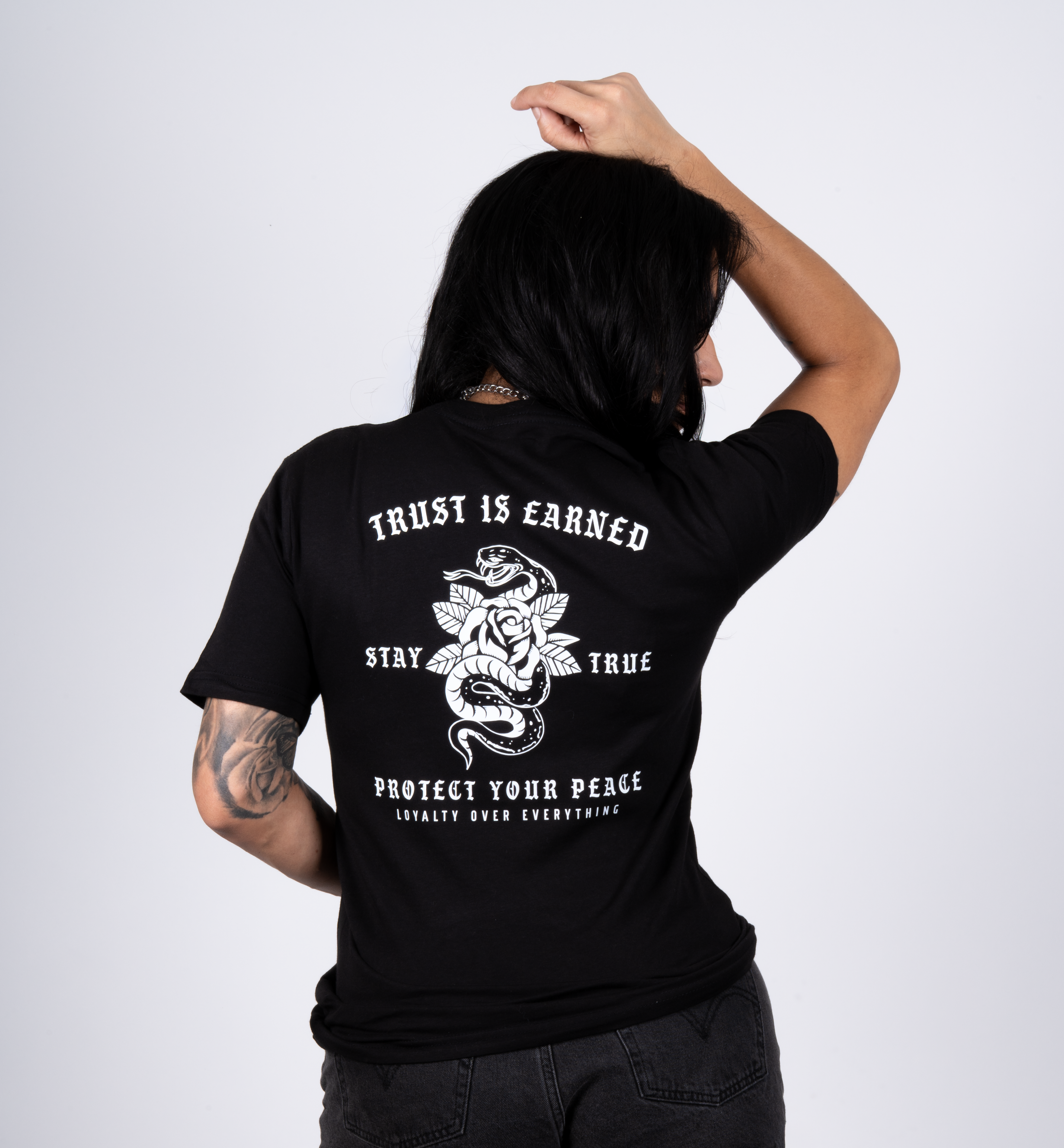 Protect Your Peace" Snake & Rose Tee | Trust & Loyalty Graphic T-Shirt