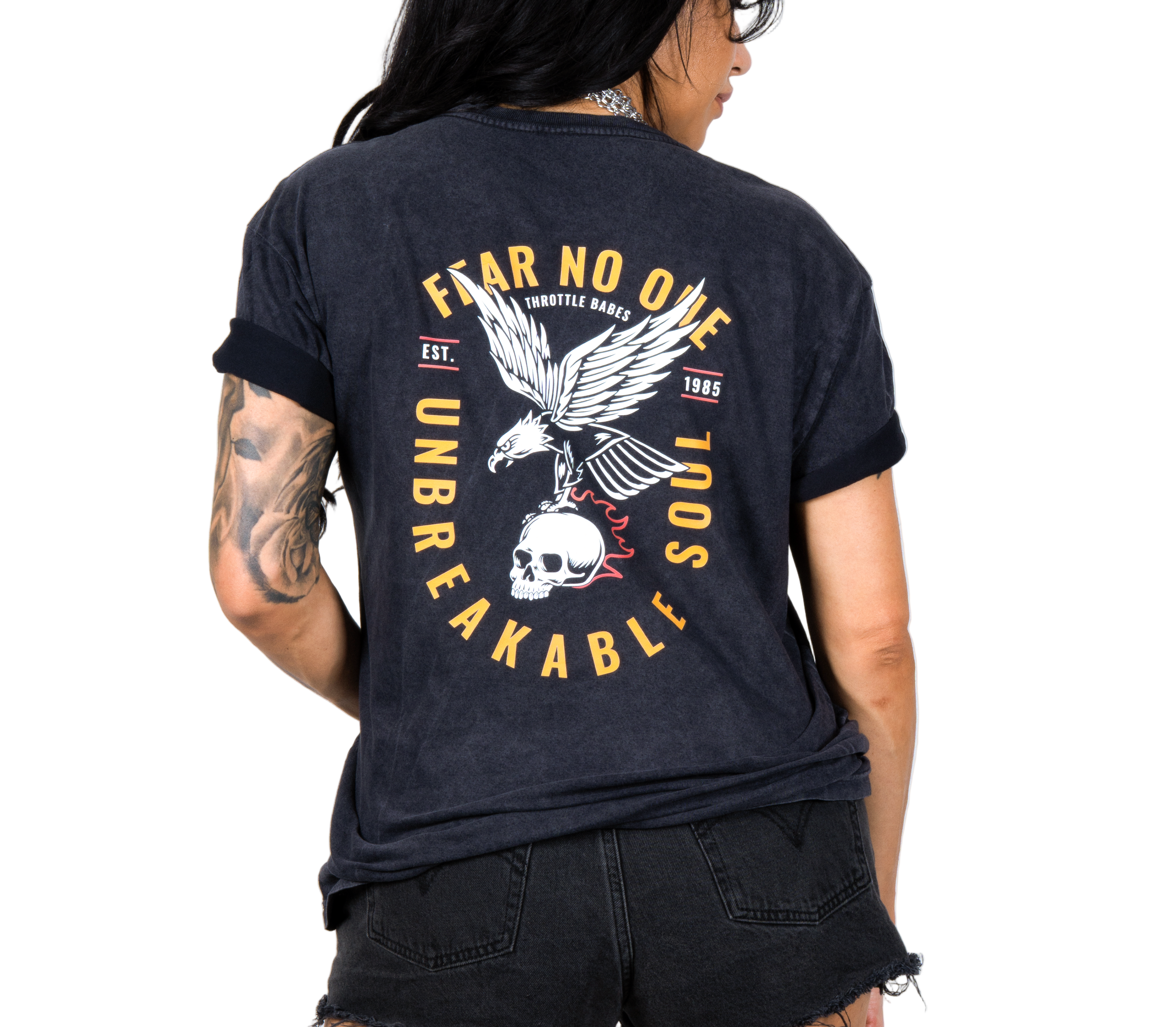 Fear No One" Eagle & Skull Tee | Vintage Biker Graphic T-Shirt