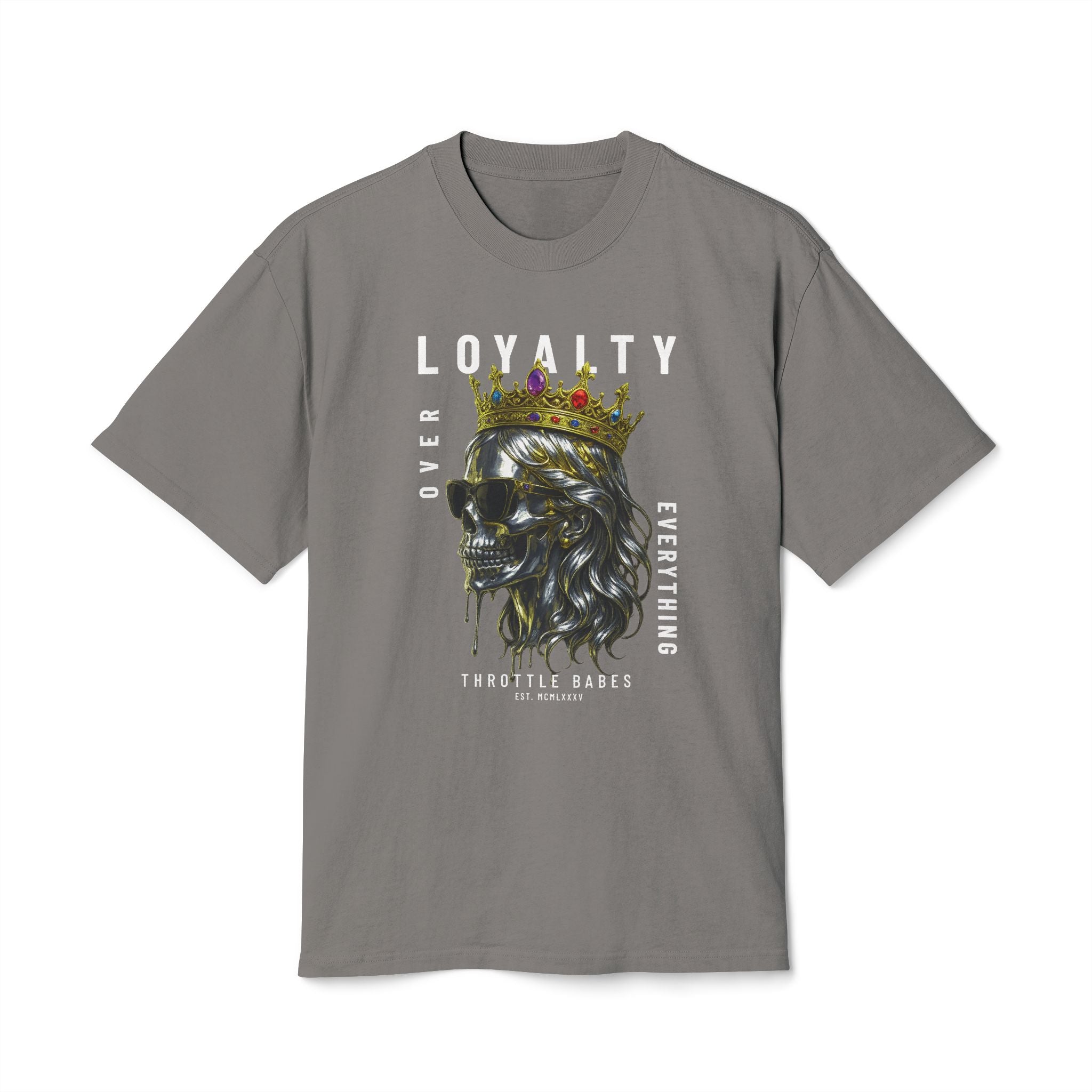 Loyalty Over Everything Unisex Oversized Tee | Throttle Babes Skull Graphic T-Shirt