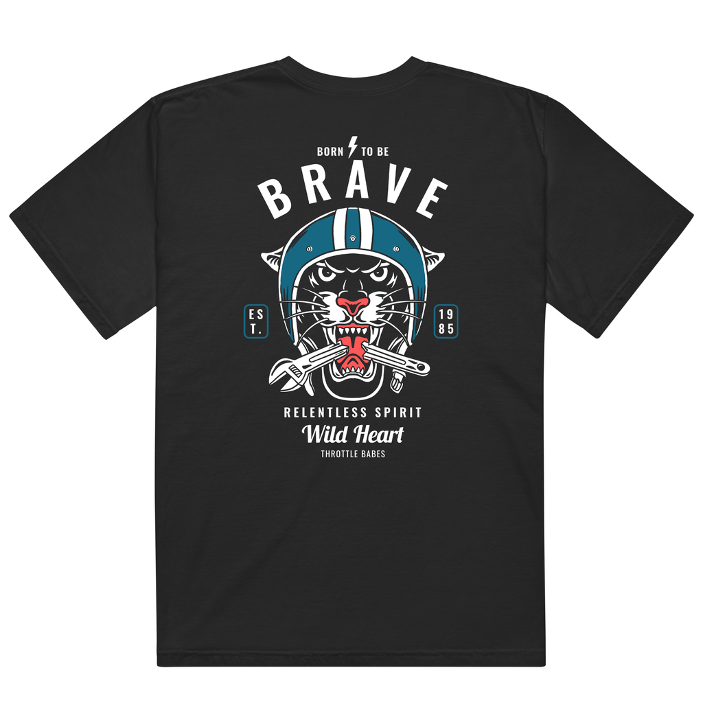 Born to be Brave Panther Motorcycle Tee | Vintage Biker Graphic Tee