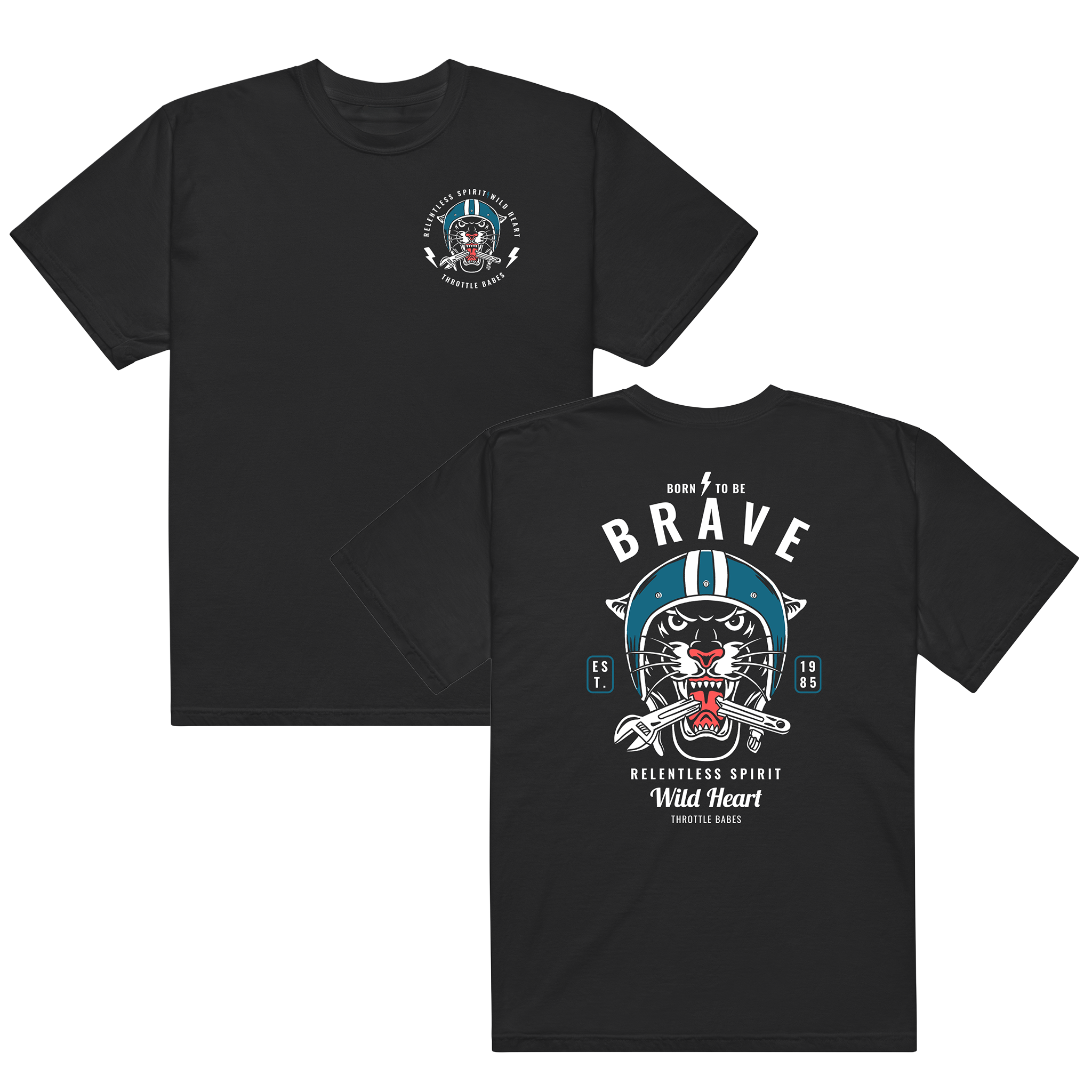 Born to be Brave Panther Motorcycle Tee | Vintage Biker Graphic Tee