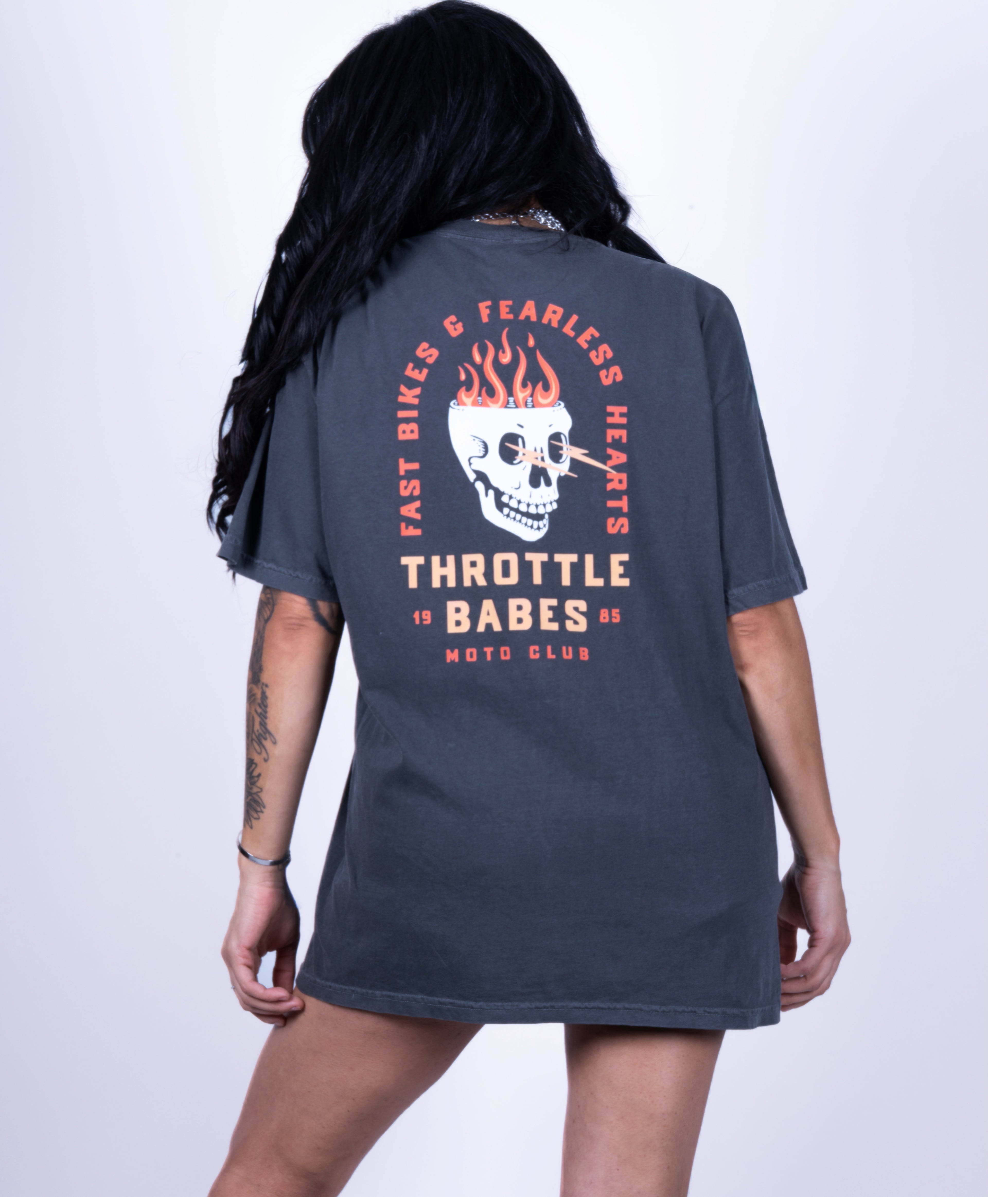Fast Bikes & Fearless Hearts" Skull Graphic Tee