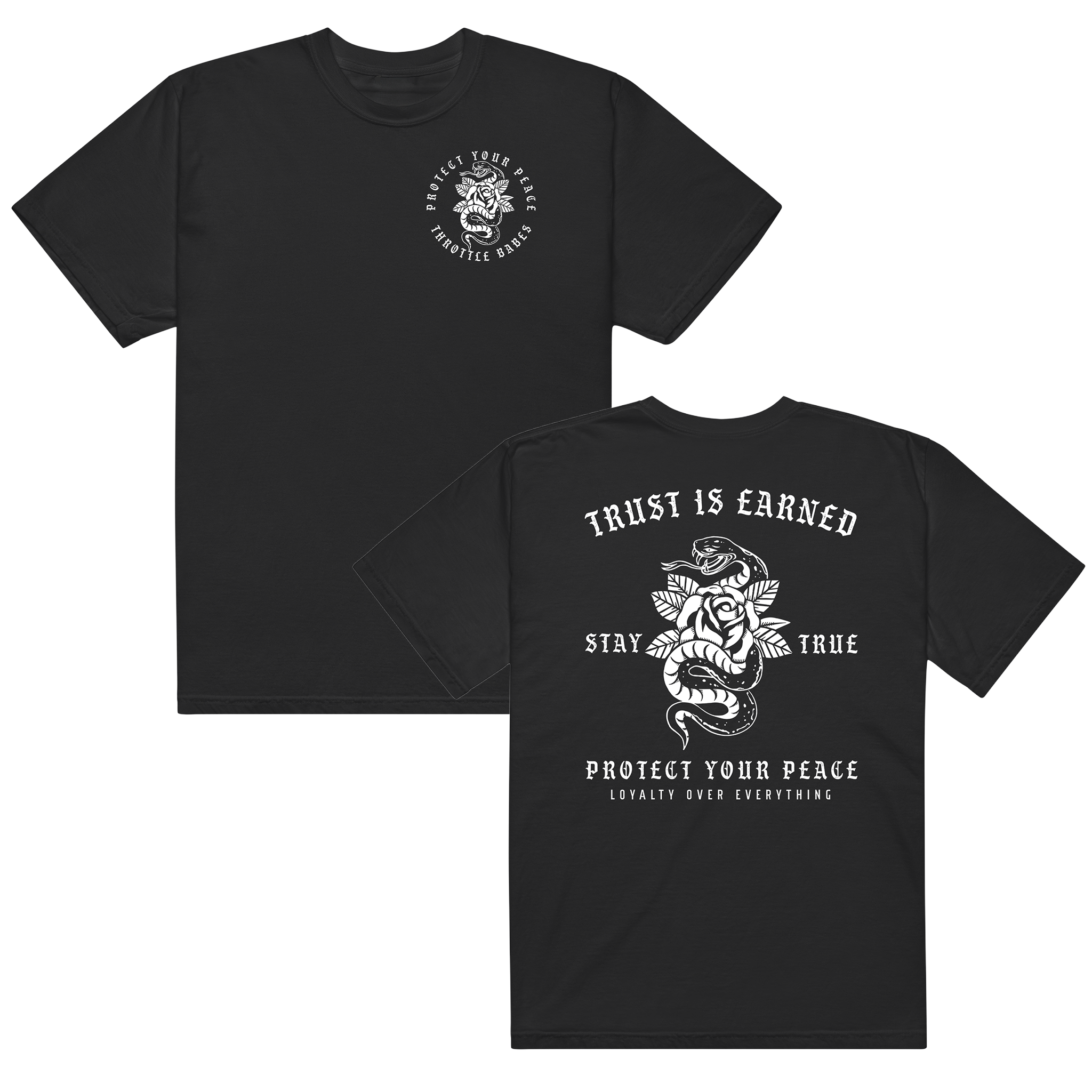 Protect Your Peace" Snake & Rose Tee | Trust & Loyalty Graphic T-Shirt